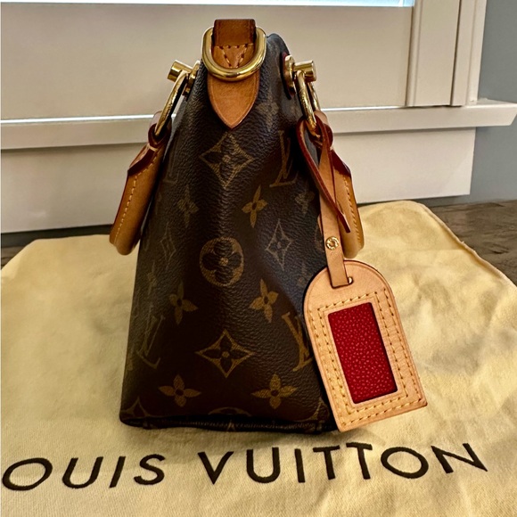 Louis Vuitton Monogram Canvas Red Leather V Tote Two-Way Handbag Purse - Picture 13 of 15